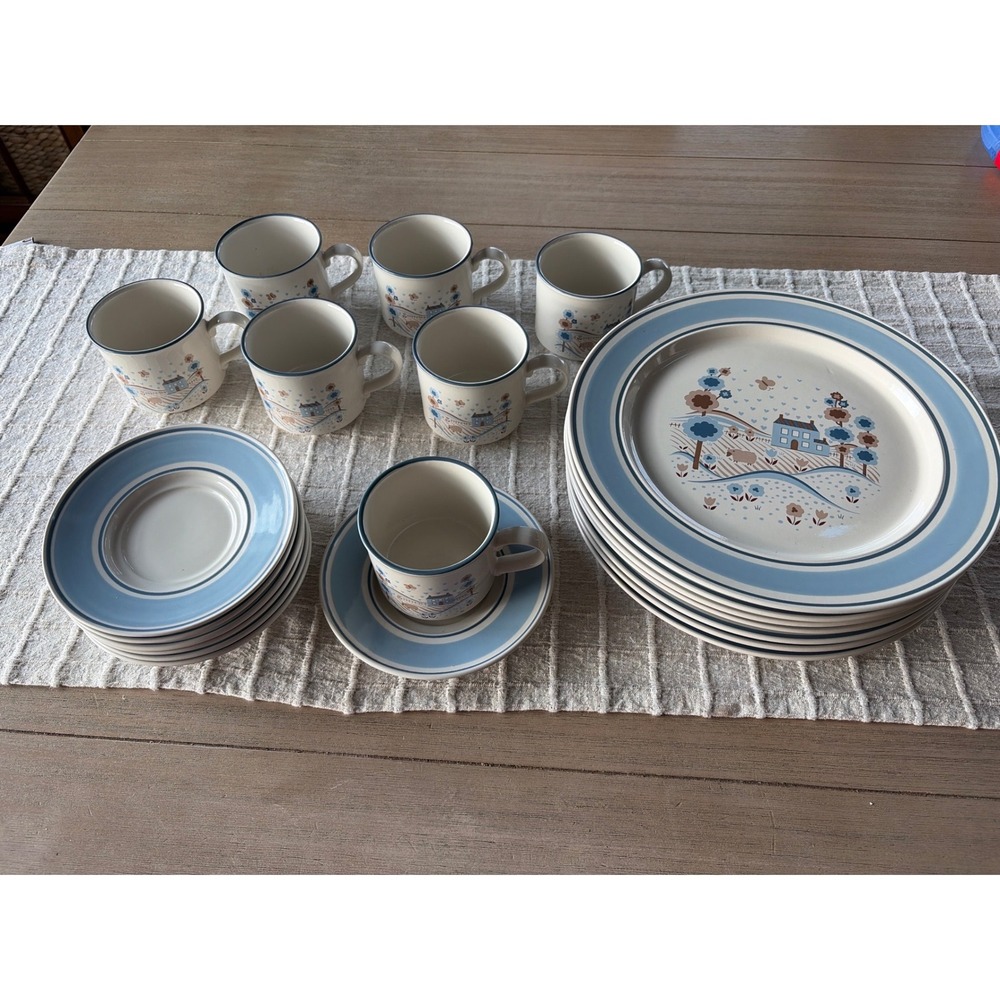Yamaka Hearthside Museum Collection Primitif 21 pc set 7 plates saucers mugs